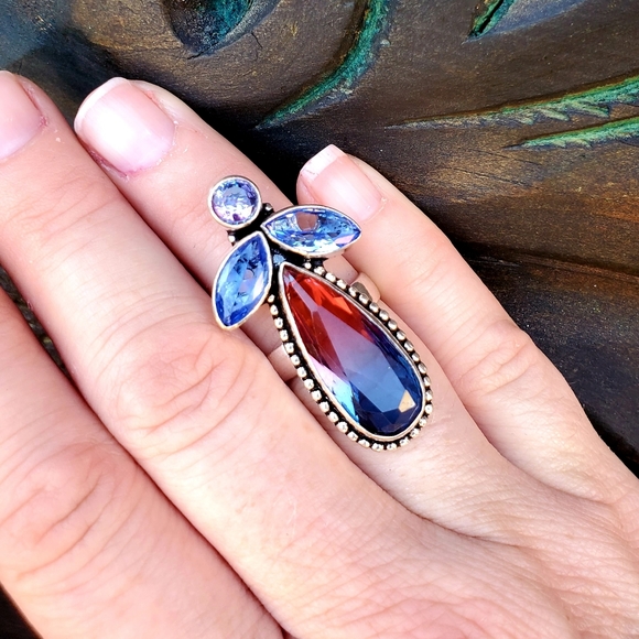 New Bi-Color Tourmaline Multi Gemstone 925 Silver Ring. - Picture 6 of 14